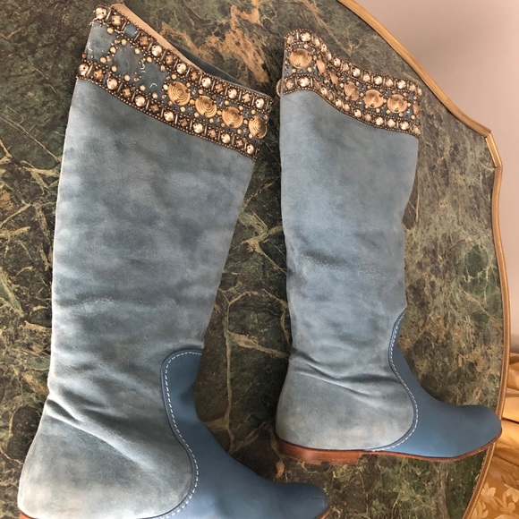 Giuseppe Zanotti blue suede  boots, sz.8.5, good - Picture 3 of 8